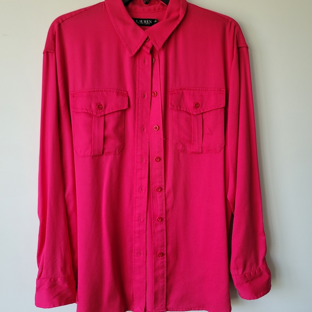 Ralph Lauren Blouse Fushia Size Large NWT